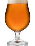 Isolated image of a refreshing glass of traditional ale, in a schooner glass, with condensation